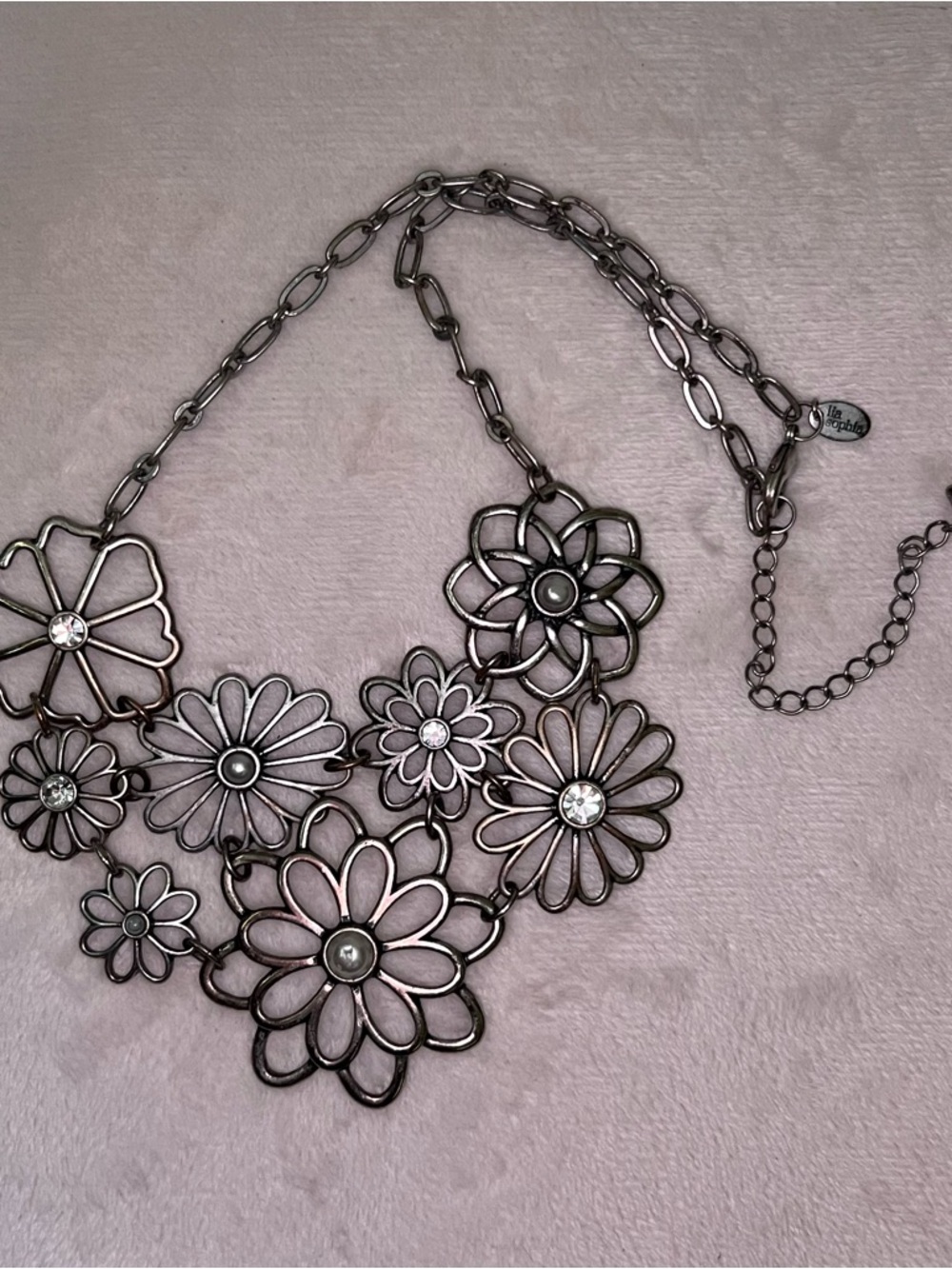 Lia Sophia Floral Bib Necklace with Matching Drop Earrings - Picture 4 of 7